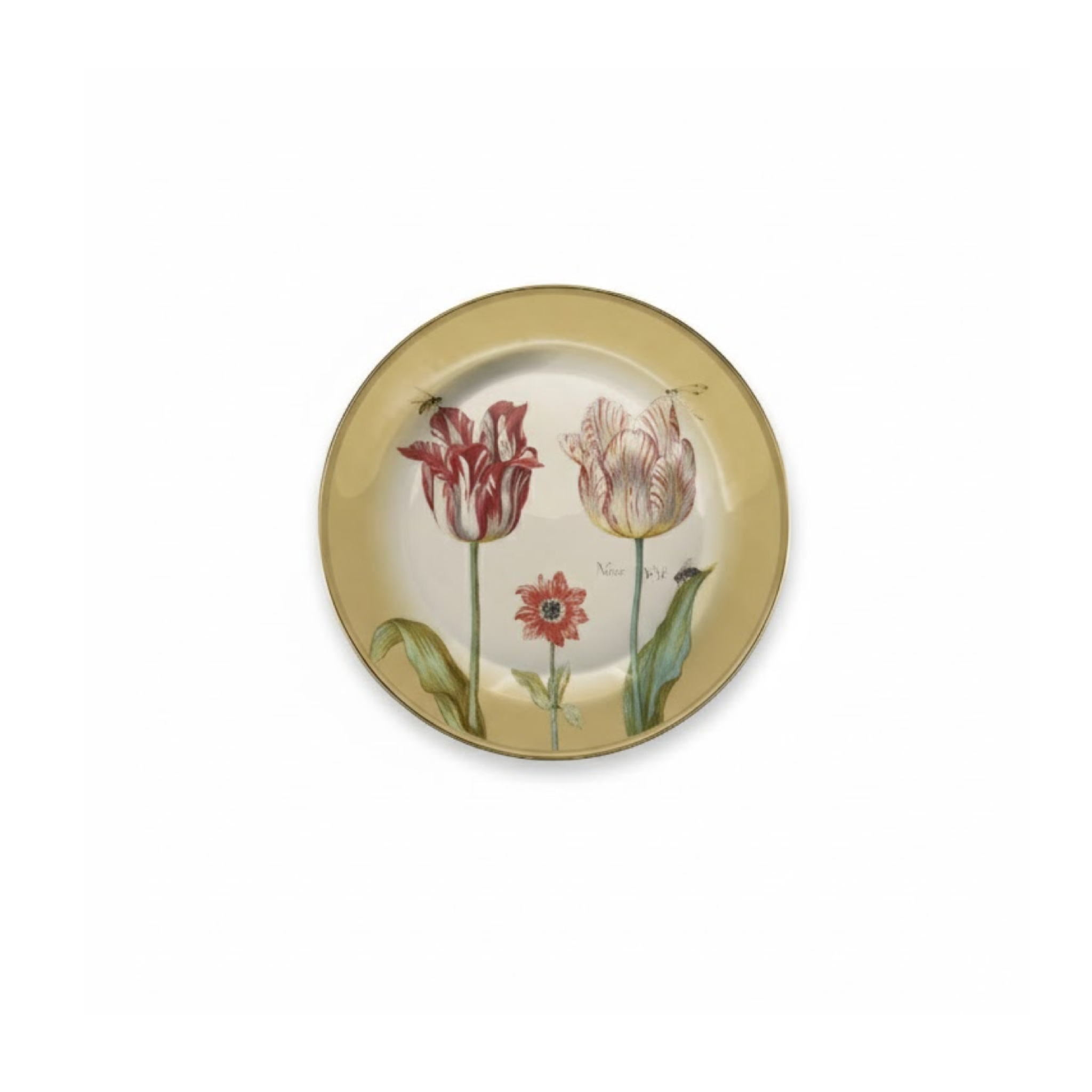 Tin plate 16 cm - Tulips yellow